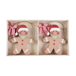 Set Of 6 Gingerbread Man Xmas Tree Decorations Wooden Boxed -Halloween Costumes Store xs4521 1600 2 30587.1496762651.1100.1100
